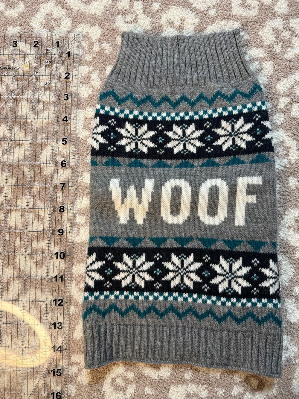 Gray 'WOOF' Knit Sweater - pets Winter Crew